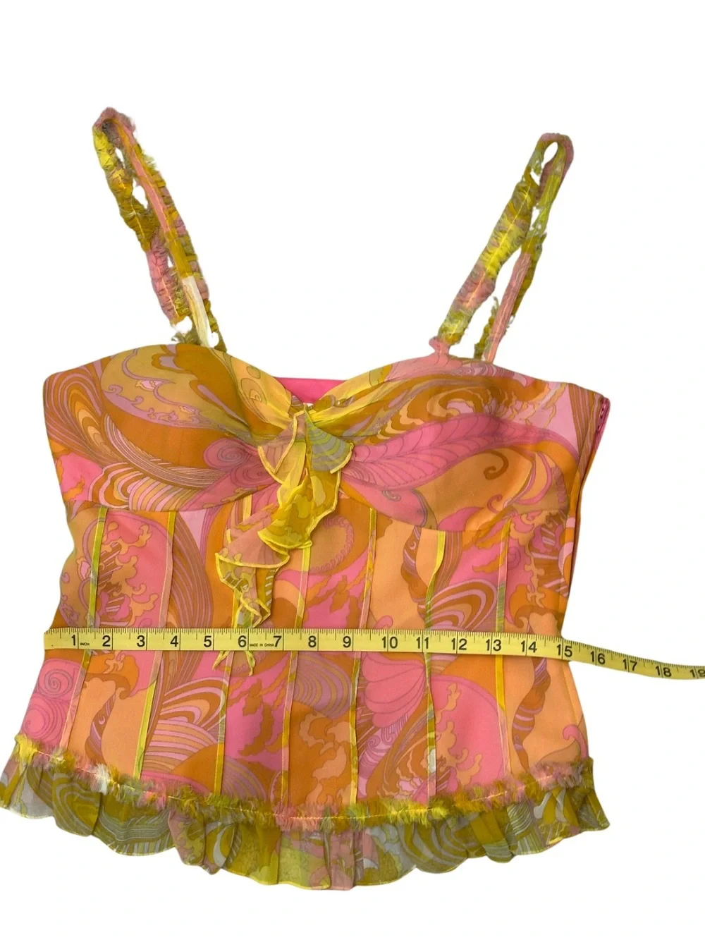 Vintage Liz Elana 100% Silk Ruffle Corset Top - Y2K Fairycore Size 10 - Picture 11 of 13